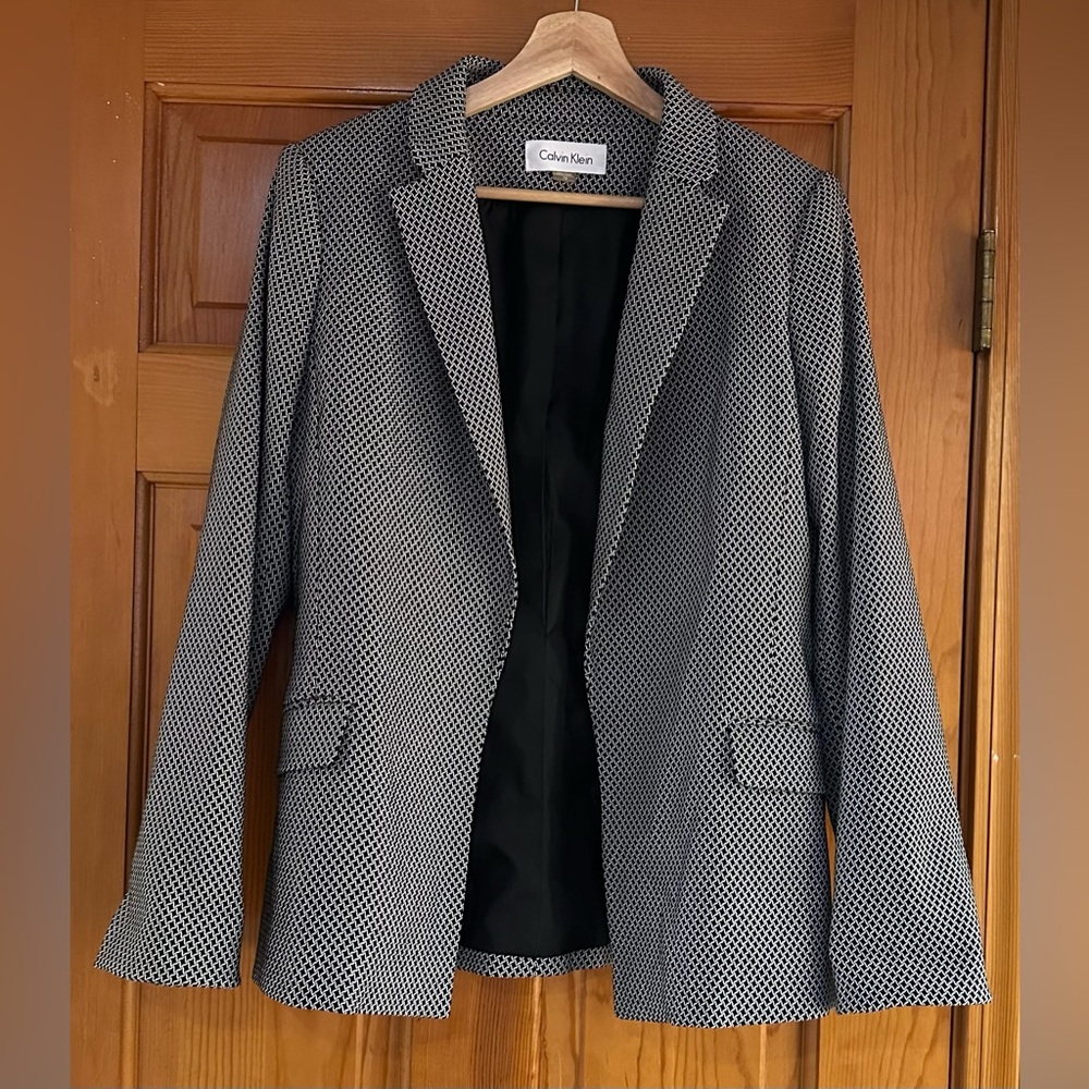 Calvin Klein Houndstooth Open Front Blazer Jacket